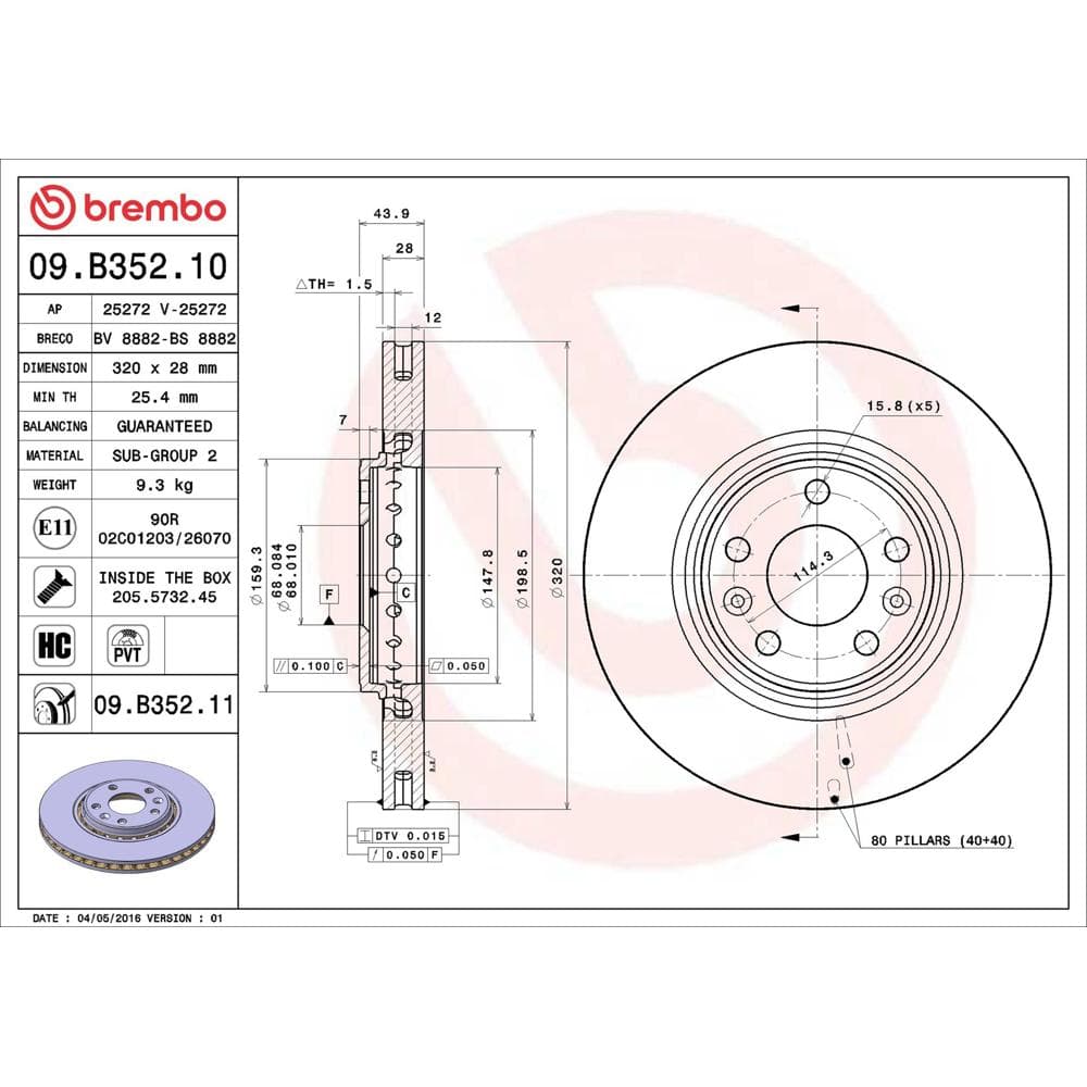 Disc frana BREMBO 09.B352.11