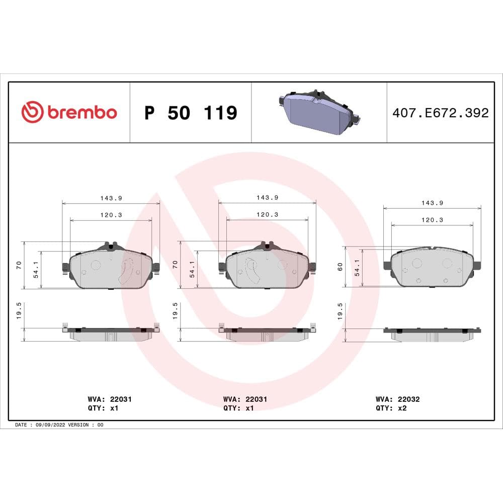 Set placute frana disc BREMBO P 50 119