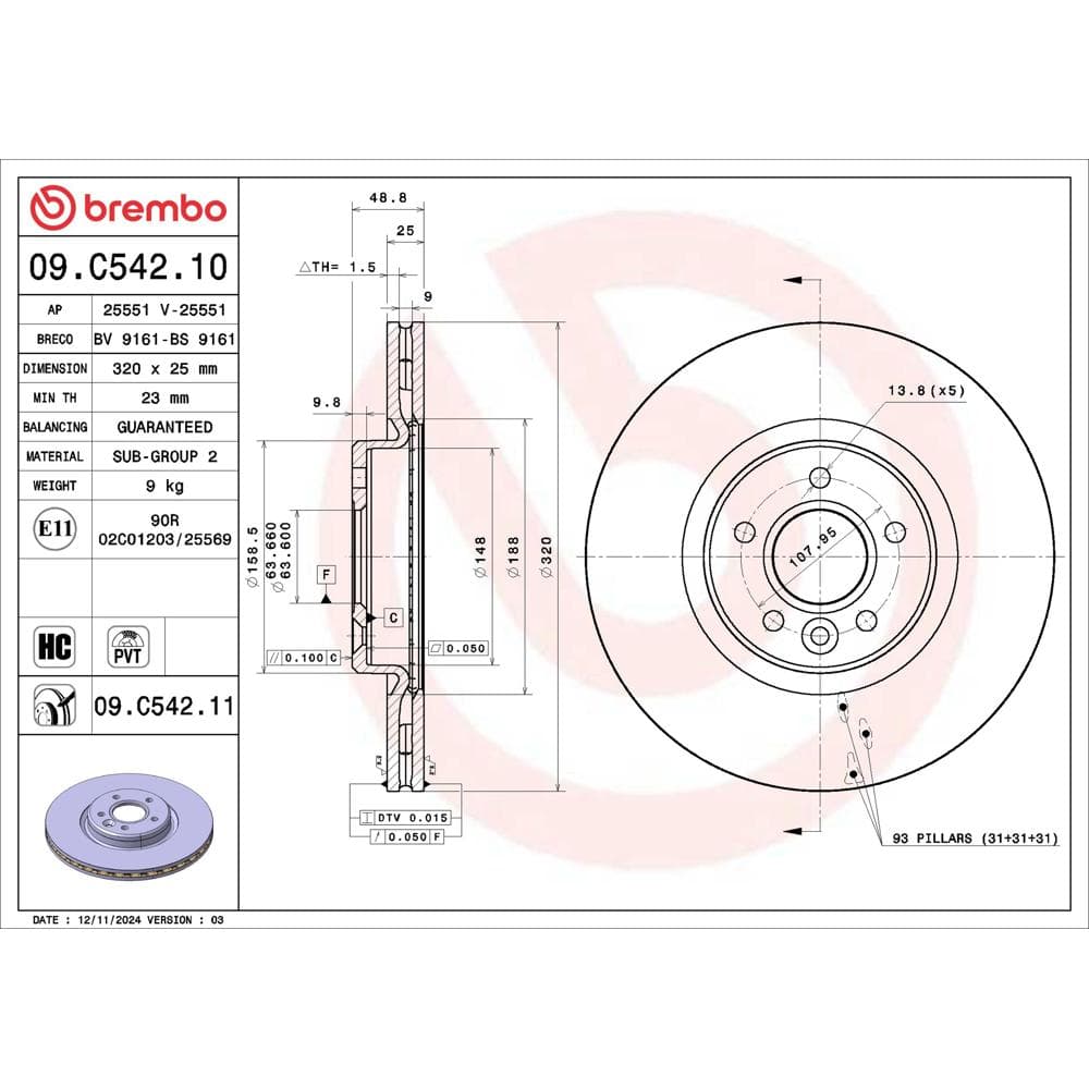 Disc frana BREMBO 09.C542.11