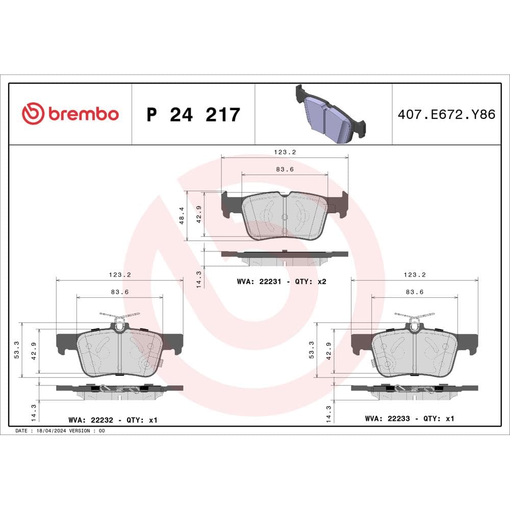 Set placute frana disc BREMBO P 24 217