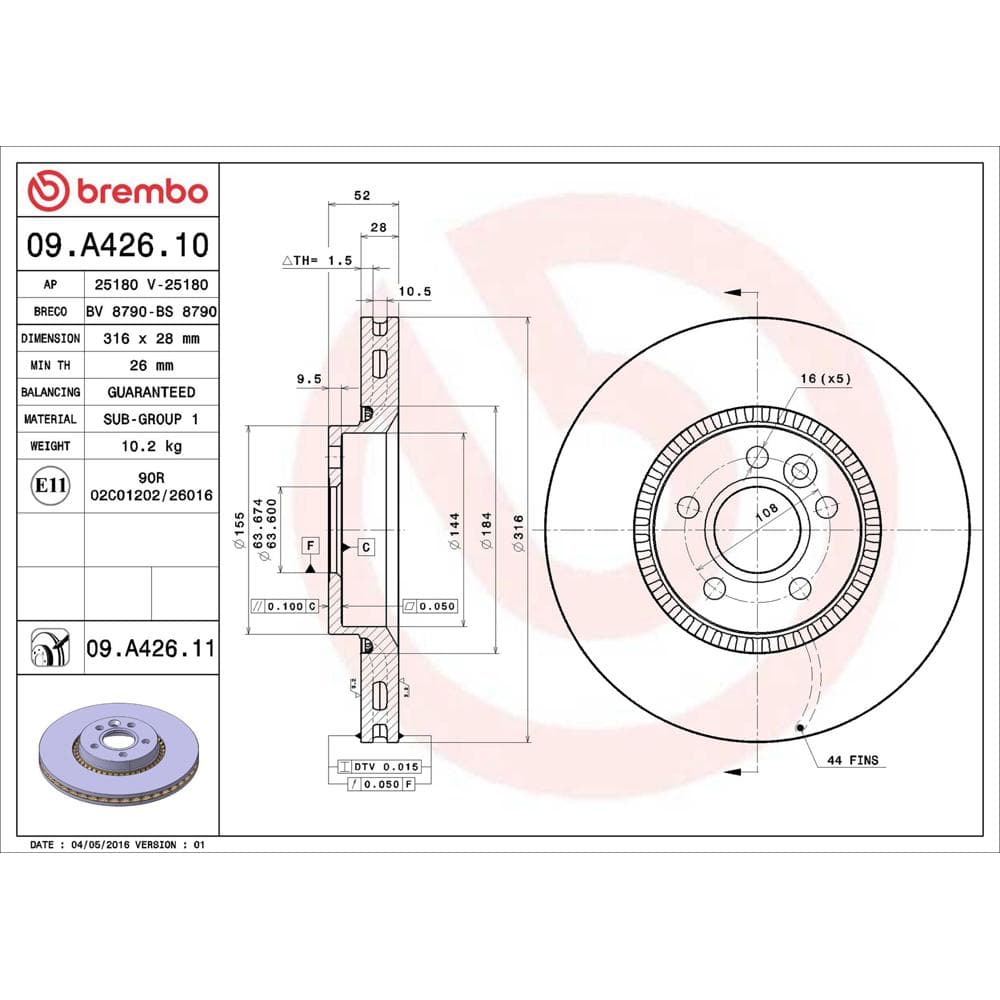 Disc frana BREMBO 09.A426.11