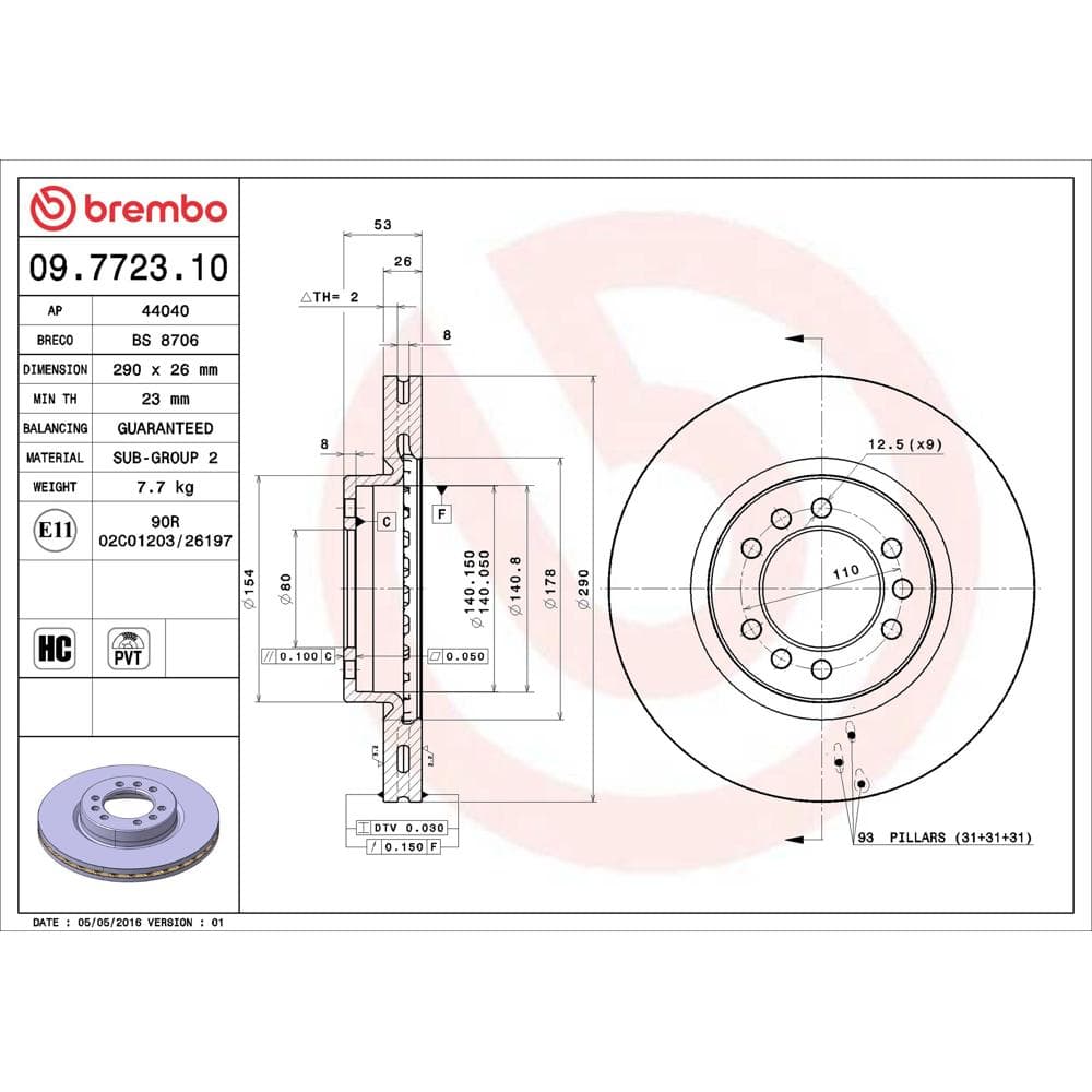 Disc frana BREMBO 09.7723.10