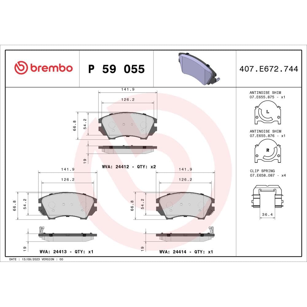 Set placute frana disc BREMBO P 59 055