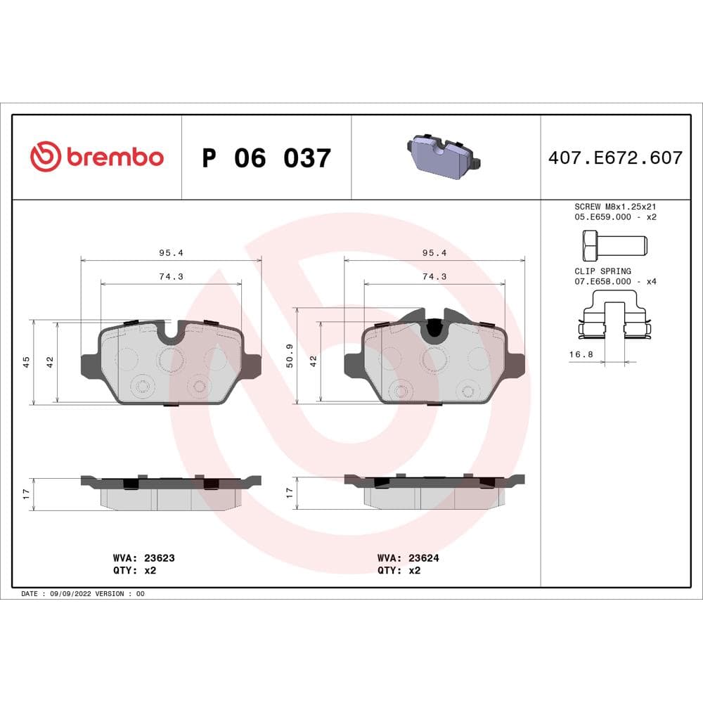 Set placute frana disc BREMBO P 06 037