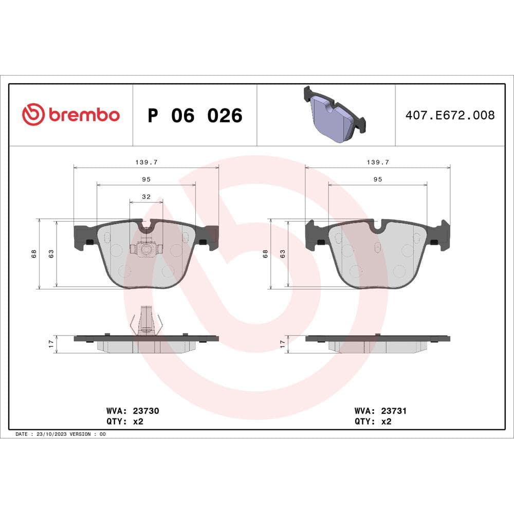 Set placute frana disc BREMBO P 06 026