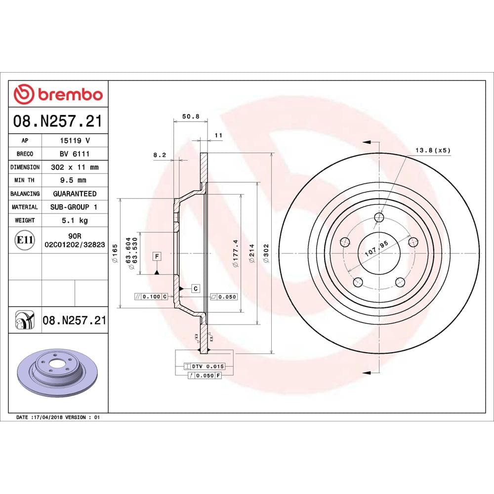 Disc frana BREMBO 08.N257.21