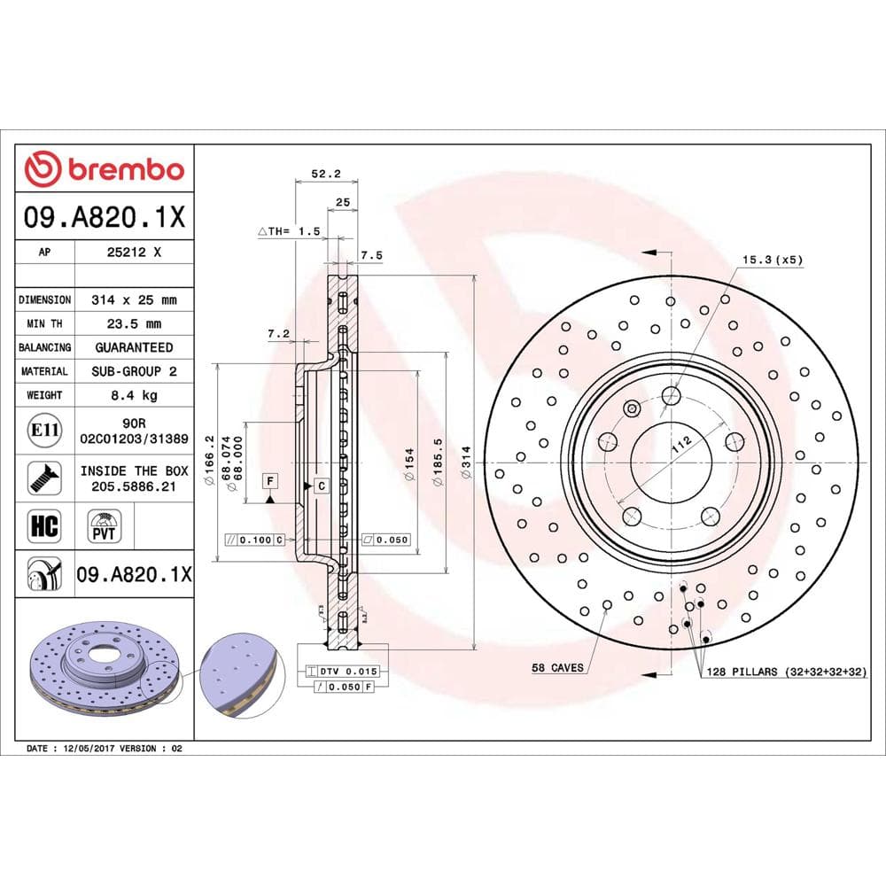 Disc frana BREMBO 09.A820.1X