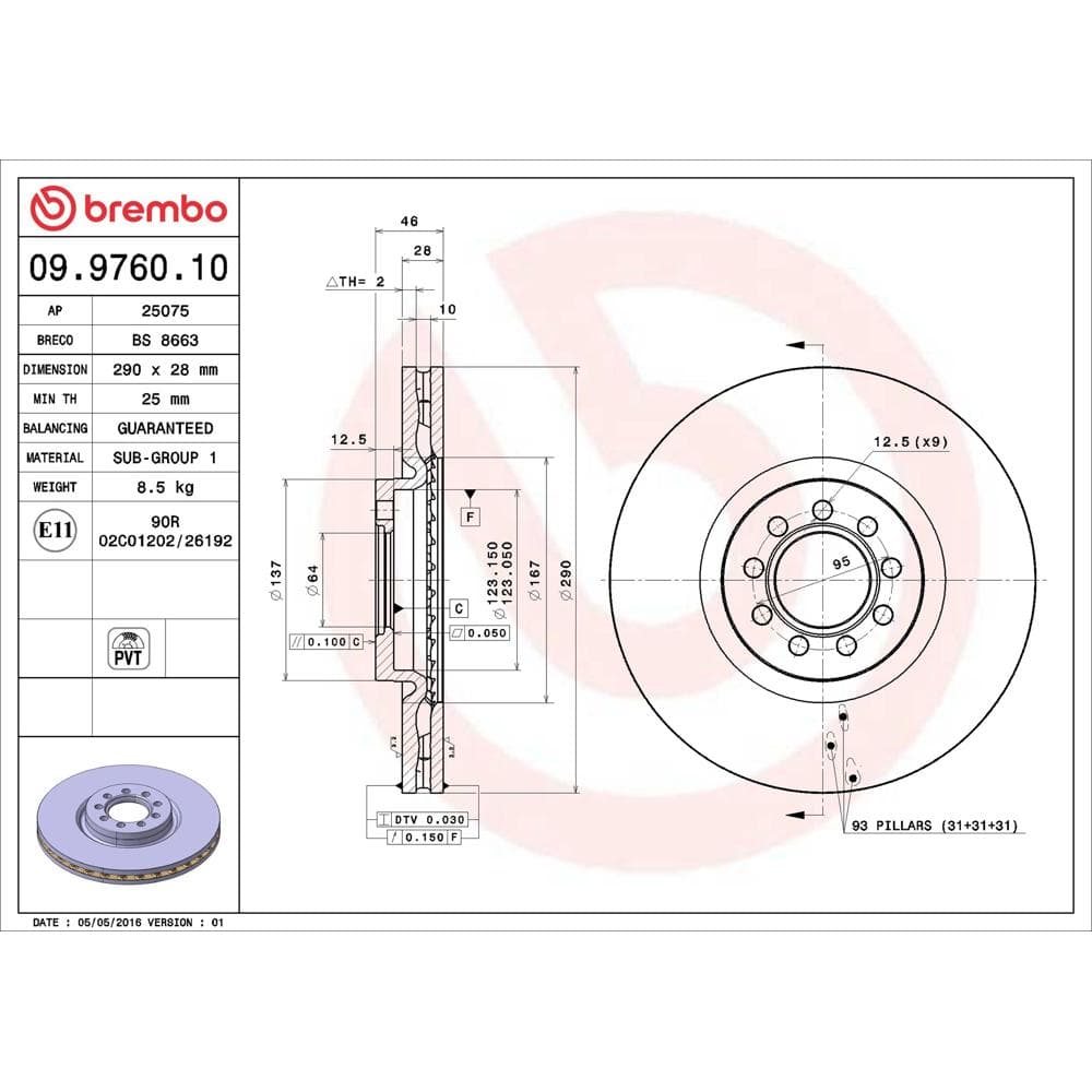 Disc frana BREMBO 09.9760.10