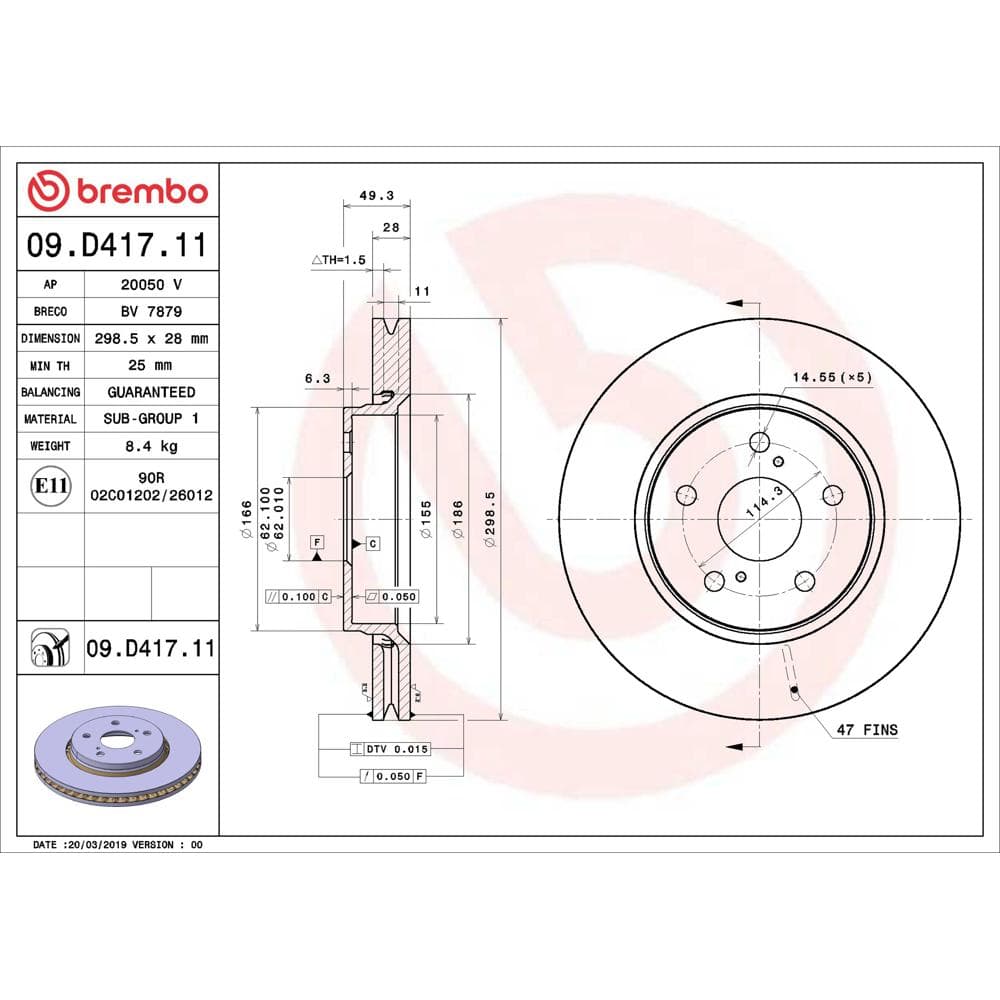 Disc frana BREMBO 09.D417.11