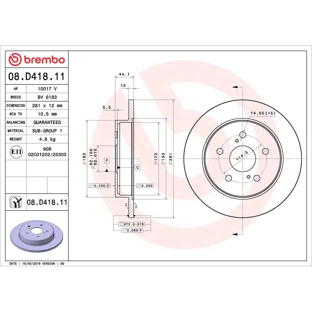 Disc frana BREMBO 08.D418.11