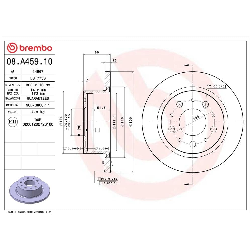 Disc frana BREMBO 08.A459.10