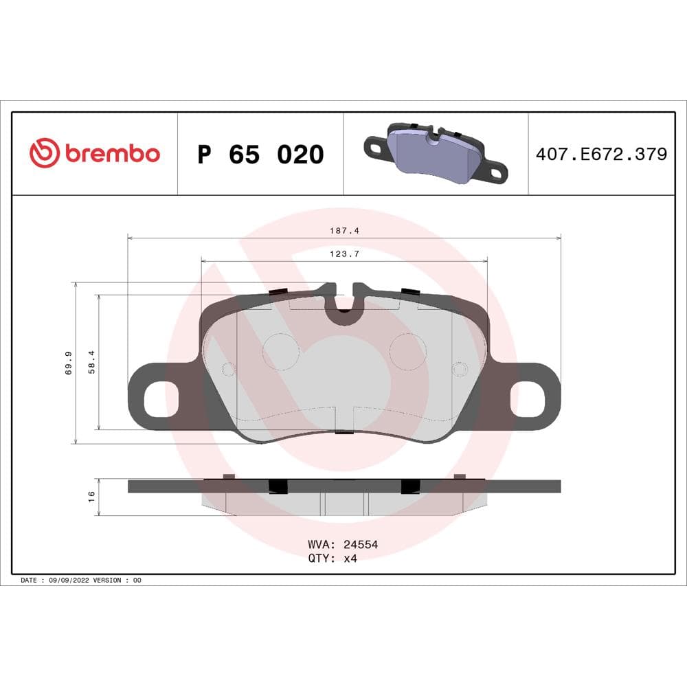 Set placute frana disc BREMBO P 65 020