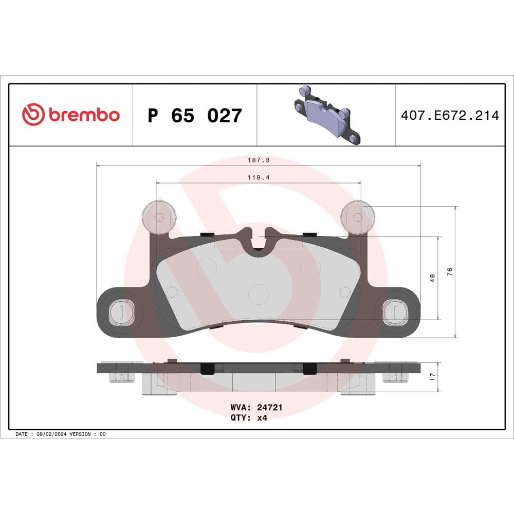 Set placute frana disc BREMBO P 65 027