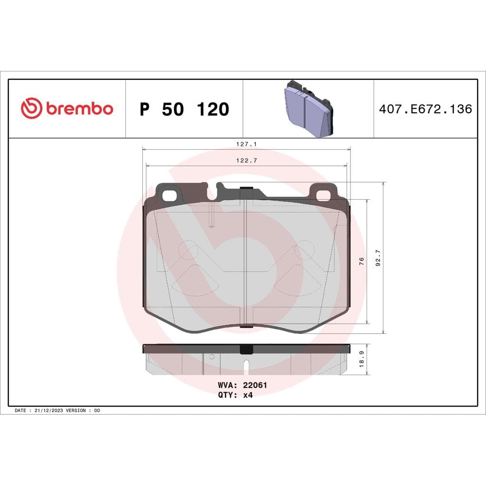 Set placute frana disc BREMBO P 50 120