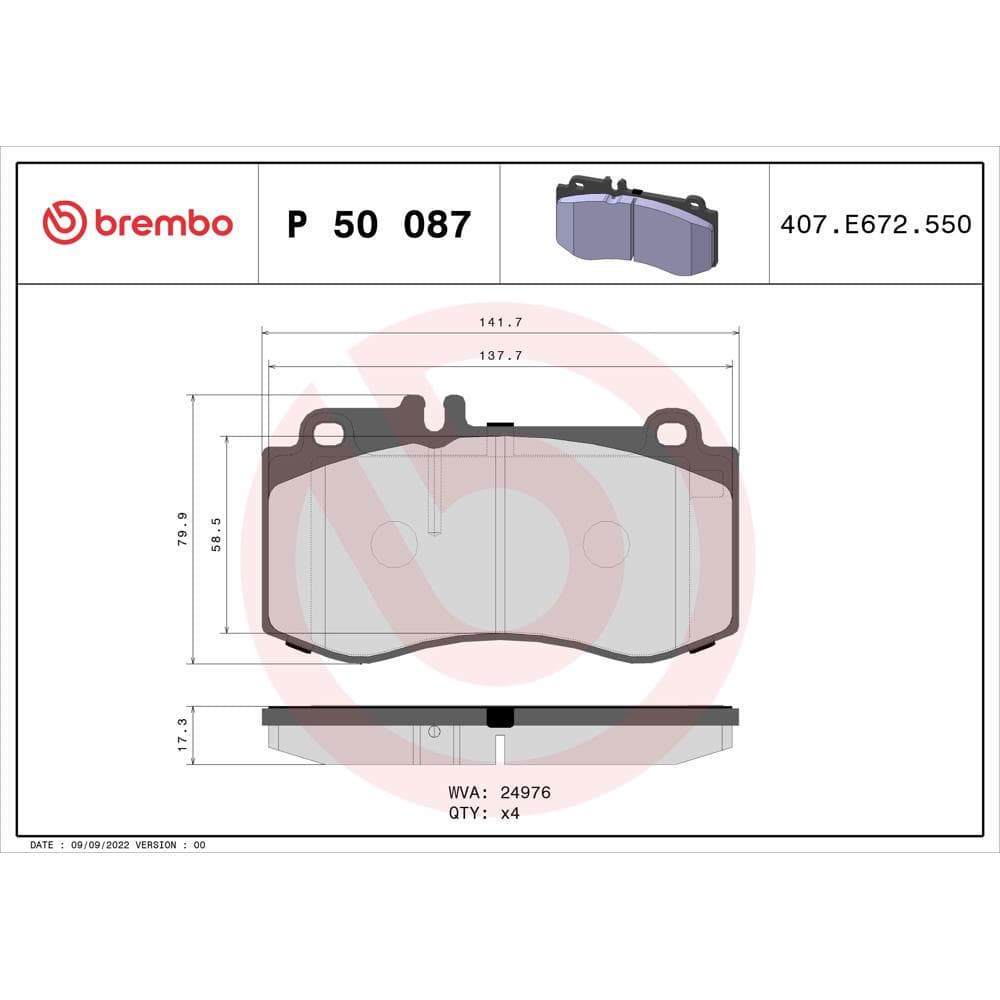 Set placute frana disc BREMBO P 50 087