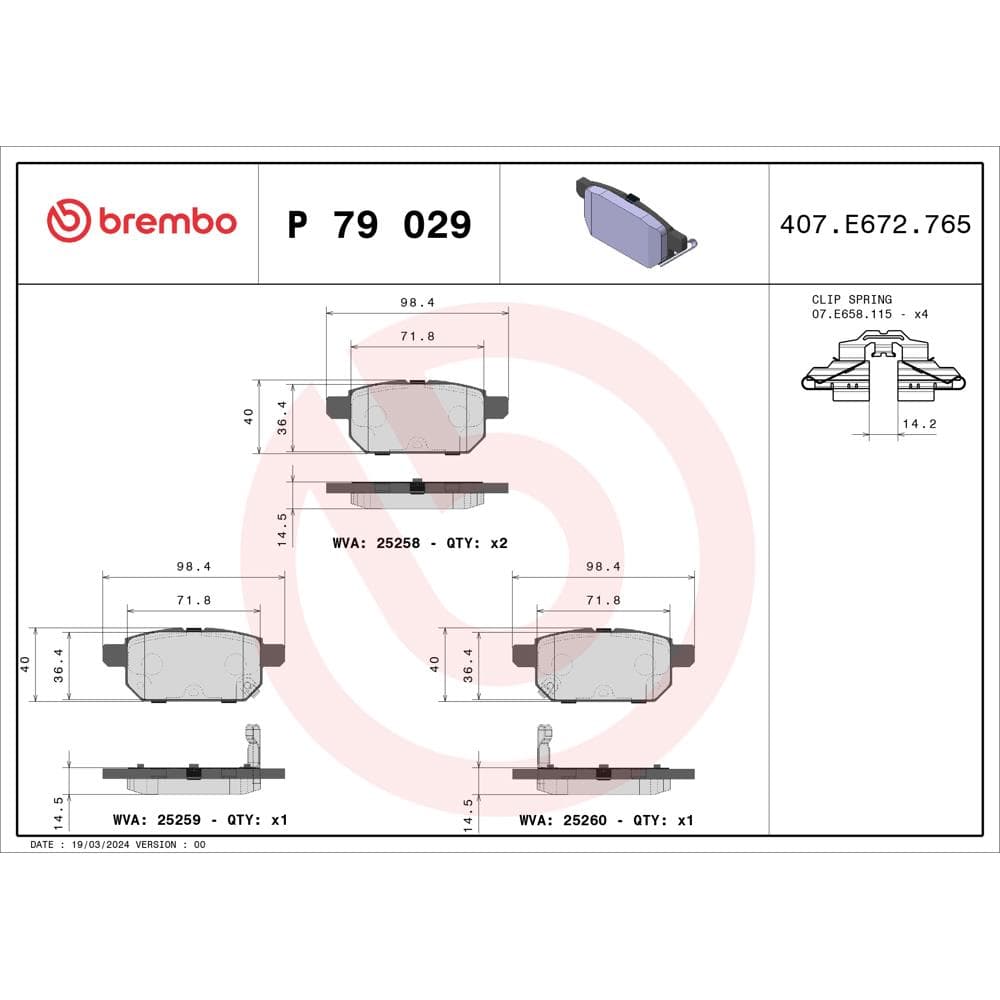 Set placute frana disc BREMBO P 79 029