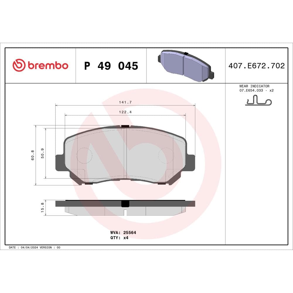 Set placute frana disc BREMBO P 49 045