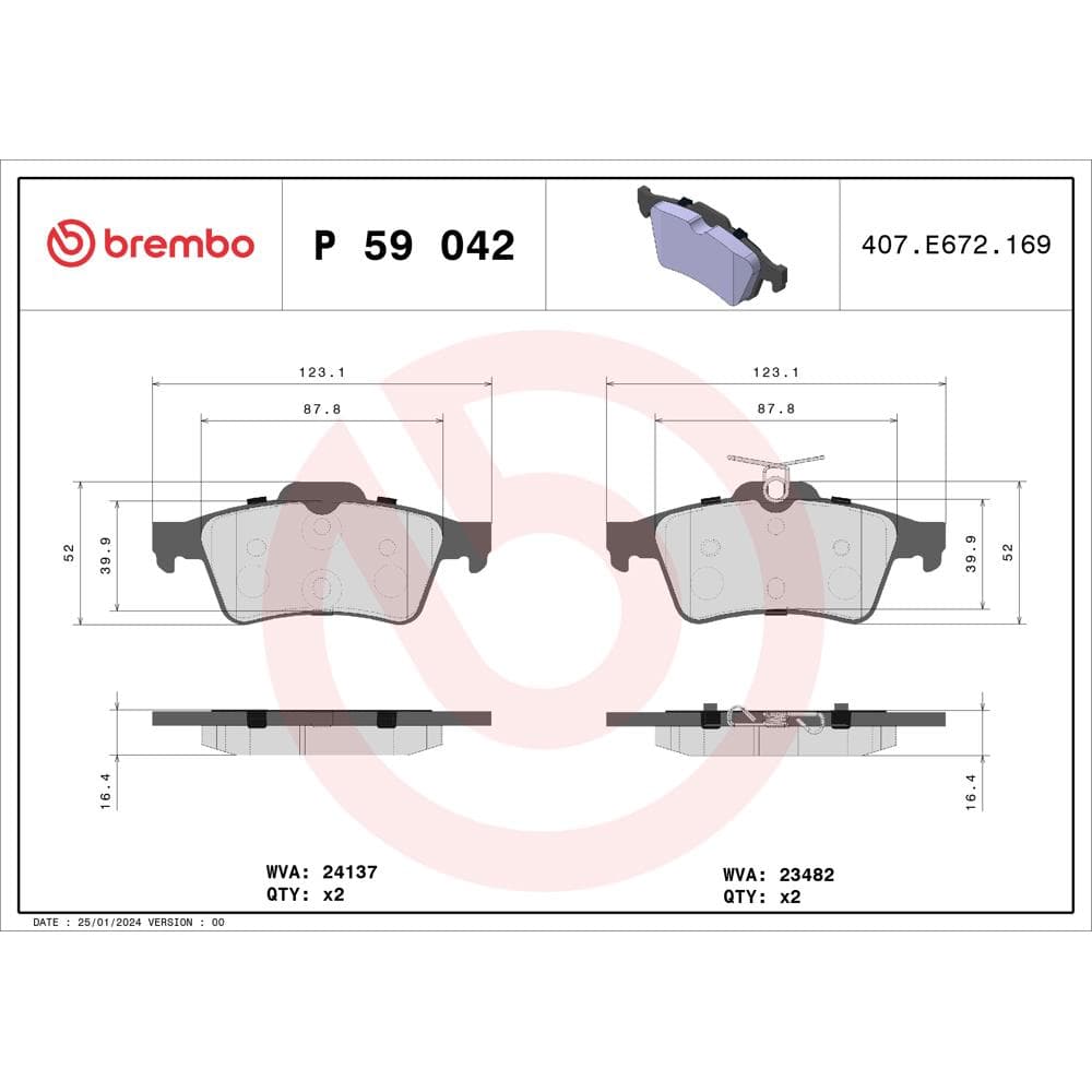 Set placute frana disc BREMBO P 59 042