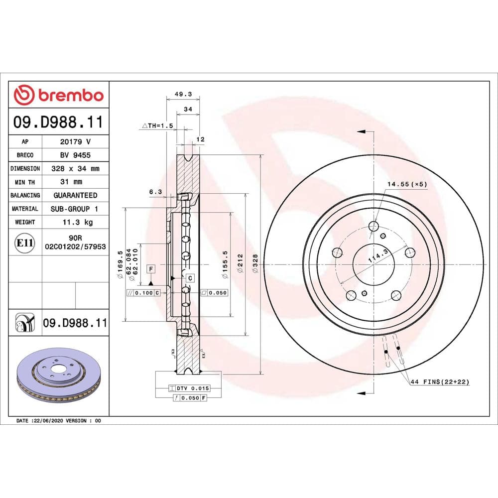 Disc frana BREMBO 09.D988.11