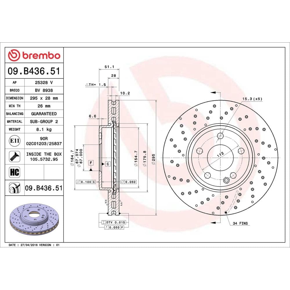 Disc frana BREMBO 09.B436.51
