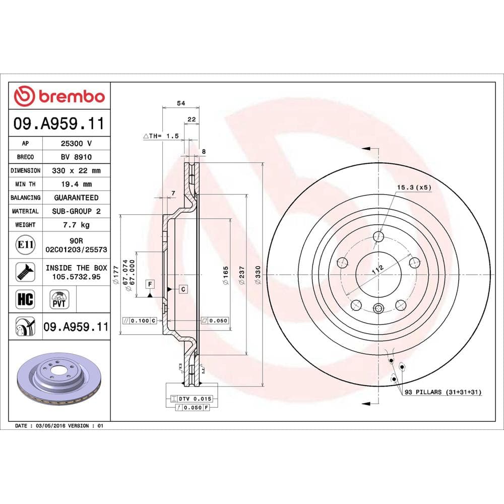 Disc frana BREMBO 09.A959.11