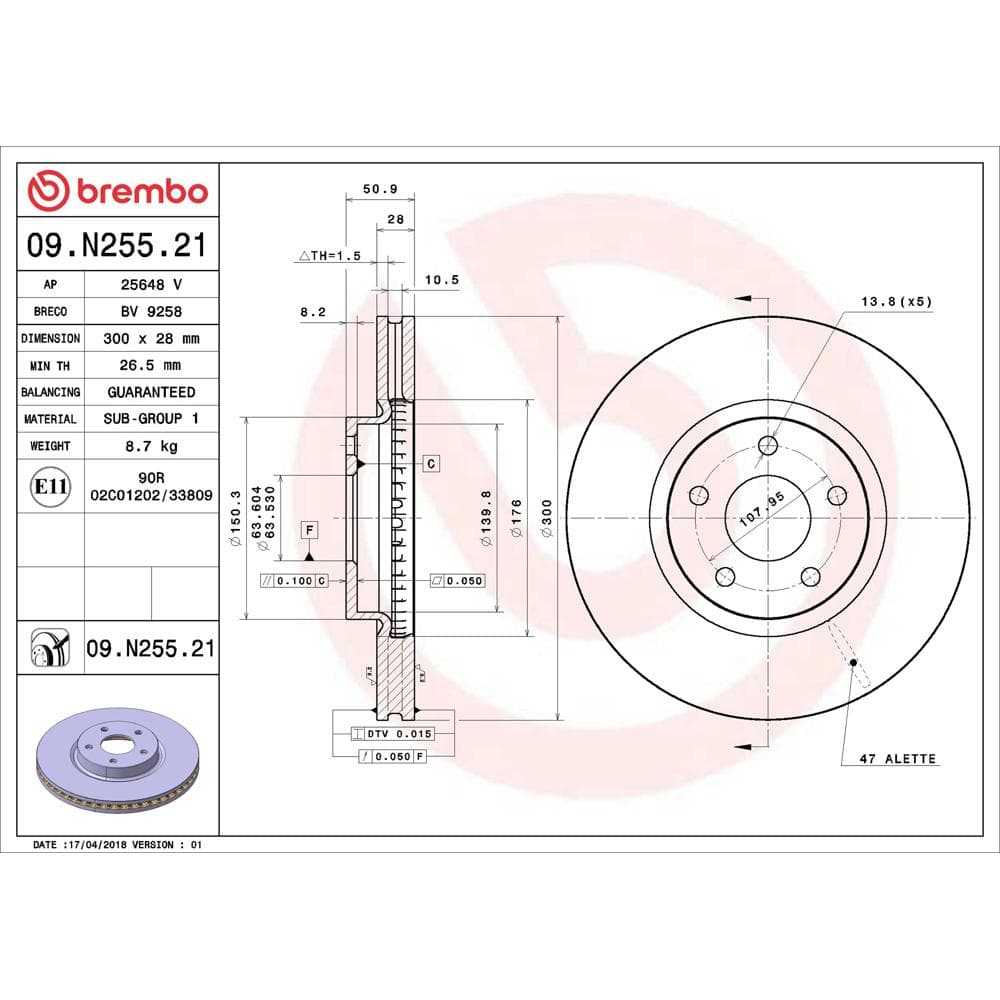 Disc frana BREMBO 09.N255.21