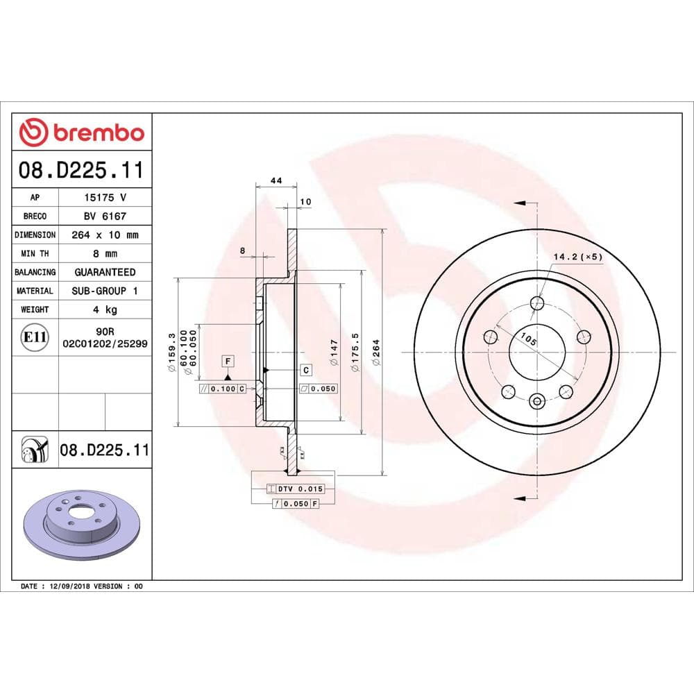Disc frana BREMBO 08.D225.11