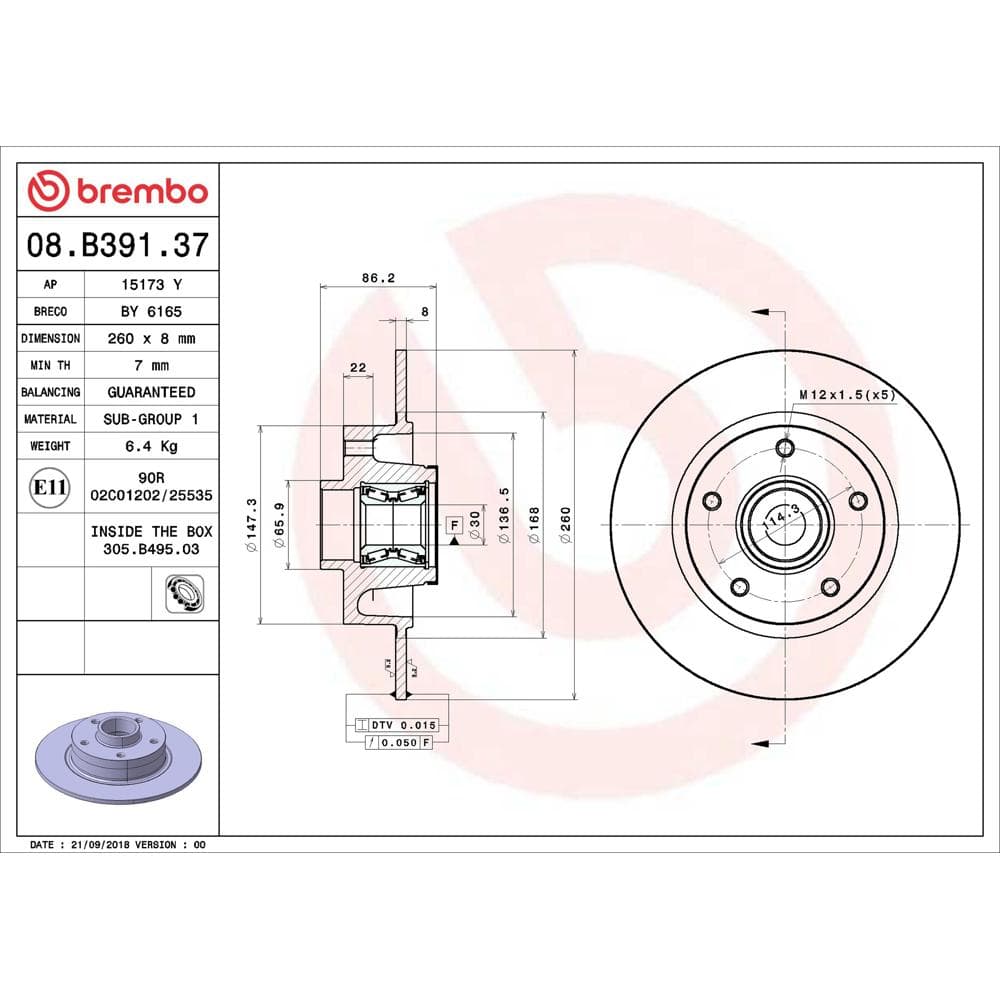 Disc frana BREMBO 08.B391.37