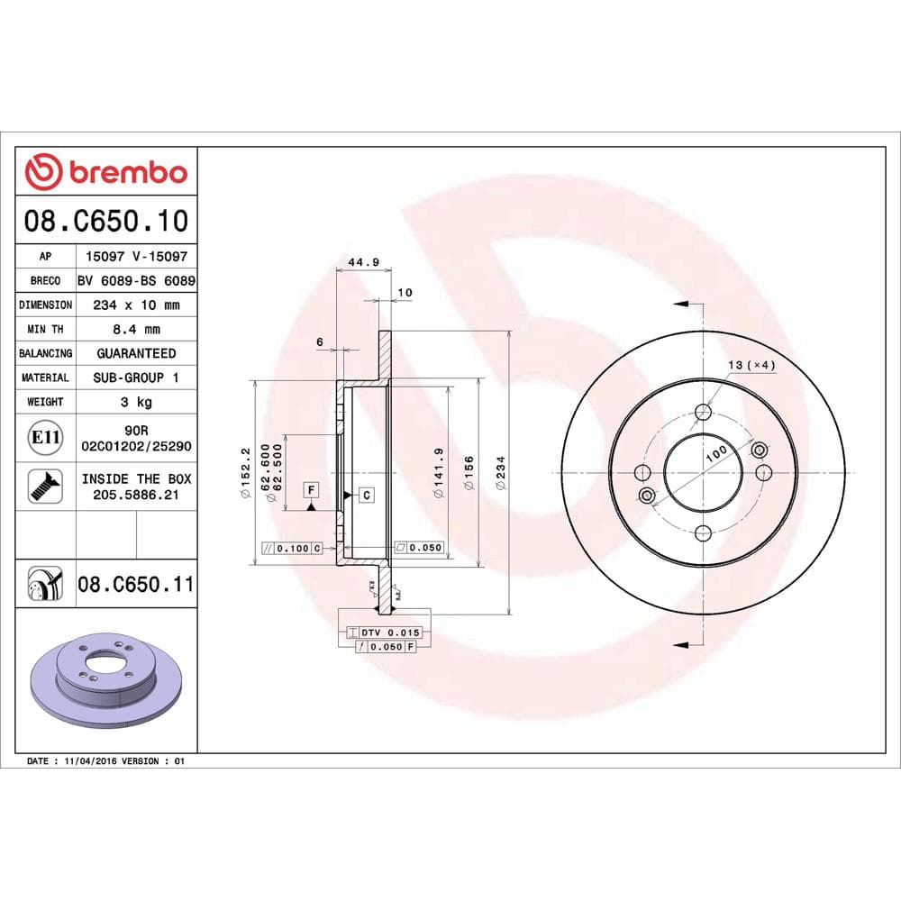 Disc frana BREMBO 08.C650.11