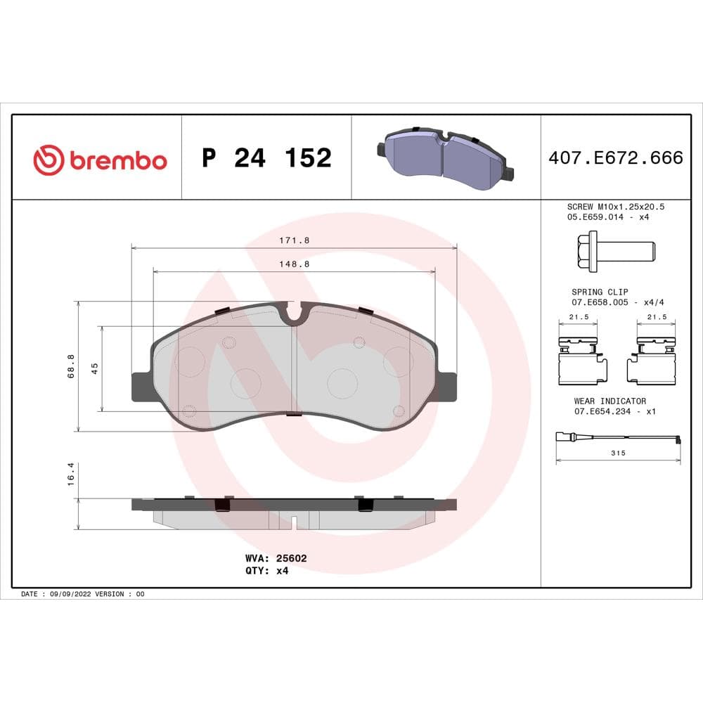 Set placute frana disc BREMBO P 24 152