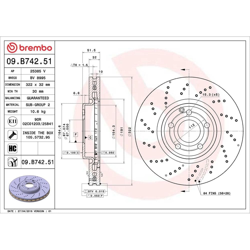 Disc frana BREMBO 09.B742.51