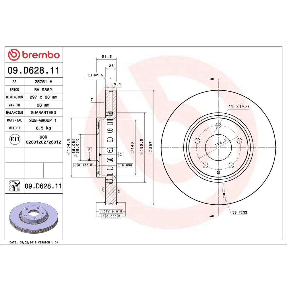 Disc frana BREMBO 09.D628.11
