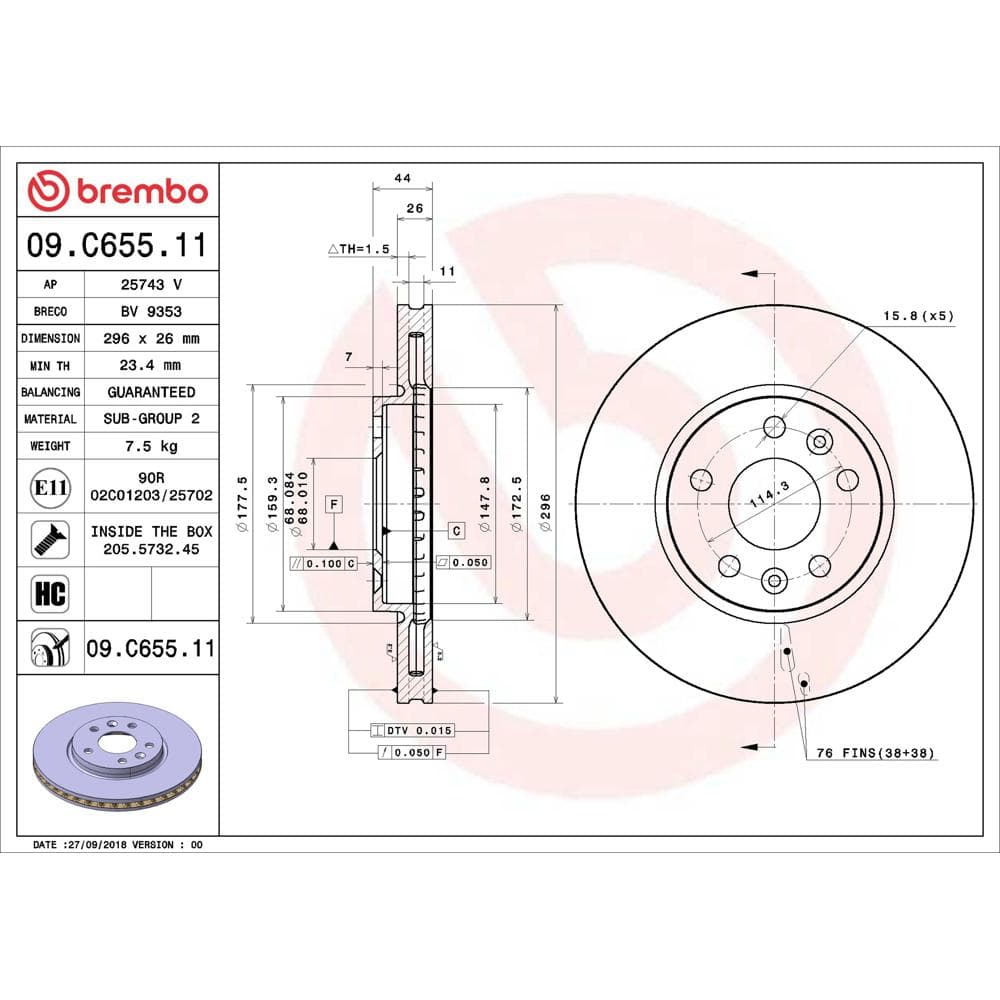 Disc frana BREMBO 09.C655.11
