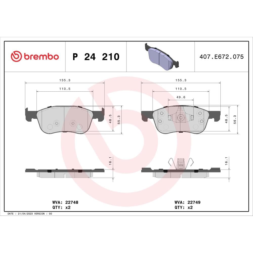 Set placute frana disc BREMBO P 24 210