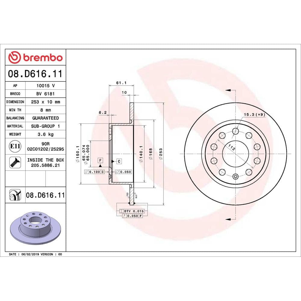 Disc frana BREMBO 08.D616.11