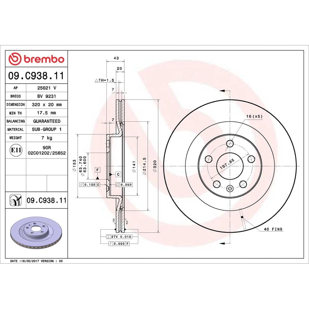 Disc frana BREMBO 09.C938.11