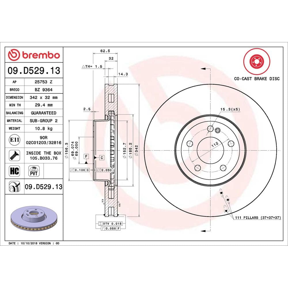 Disc frana BREMBO 09.D529.13