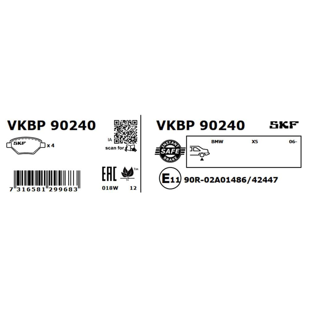 Set placute frana disc SKF VKBP 90240