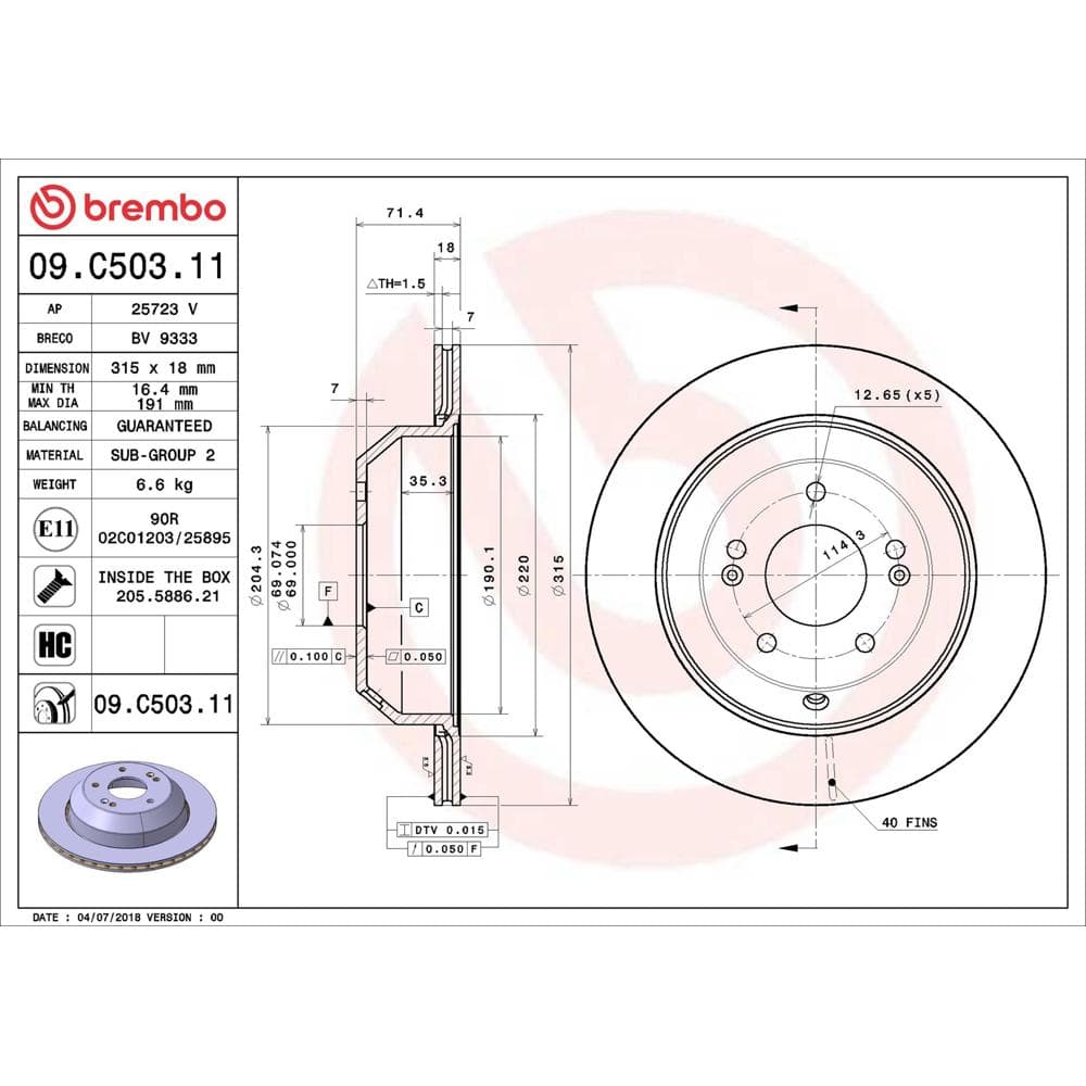Disc frana BREMBO 09.C503.11