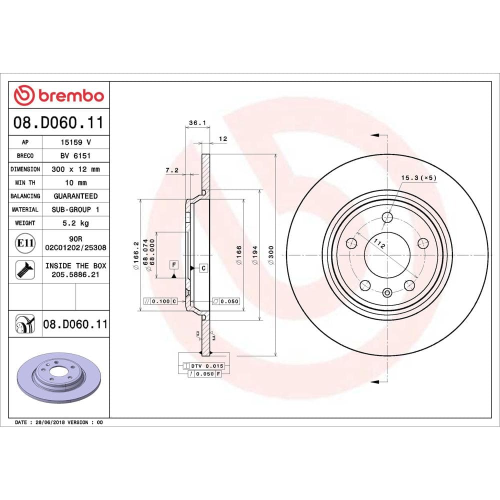 Disc frana BREMBO 08.D060.11