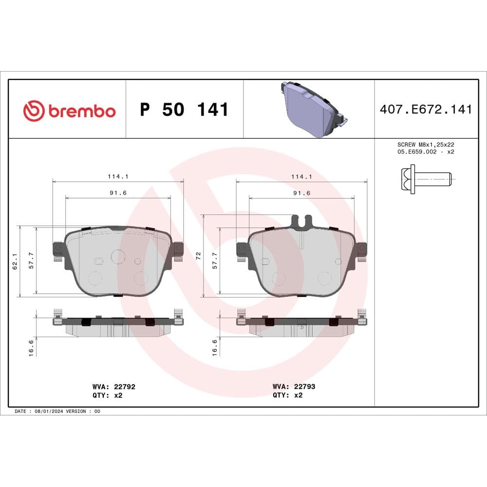 Set placute frana disc BREMBO P 50 141