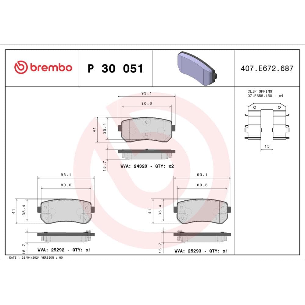 Set placute frana disc BREMBO P 30 051