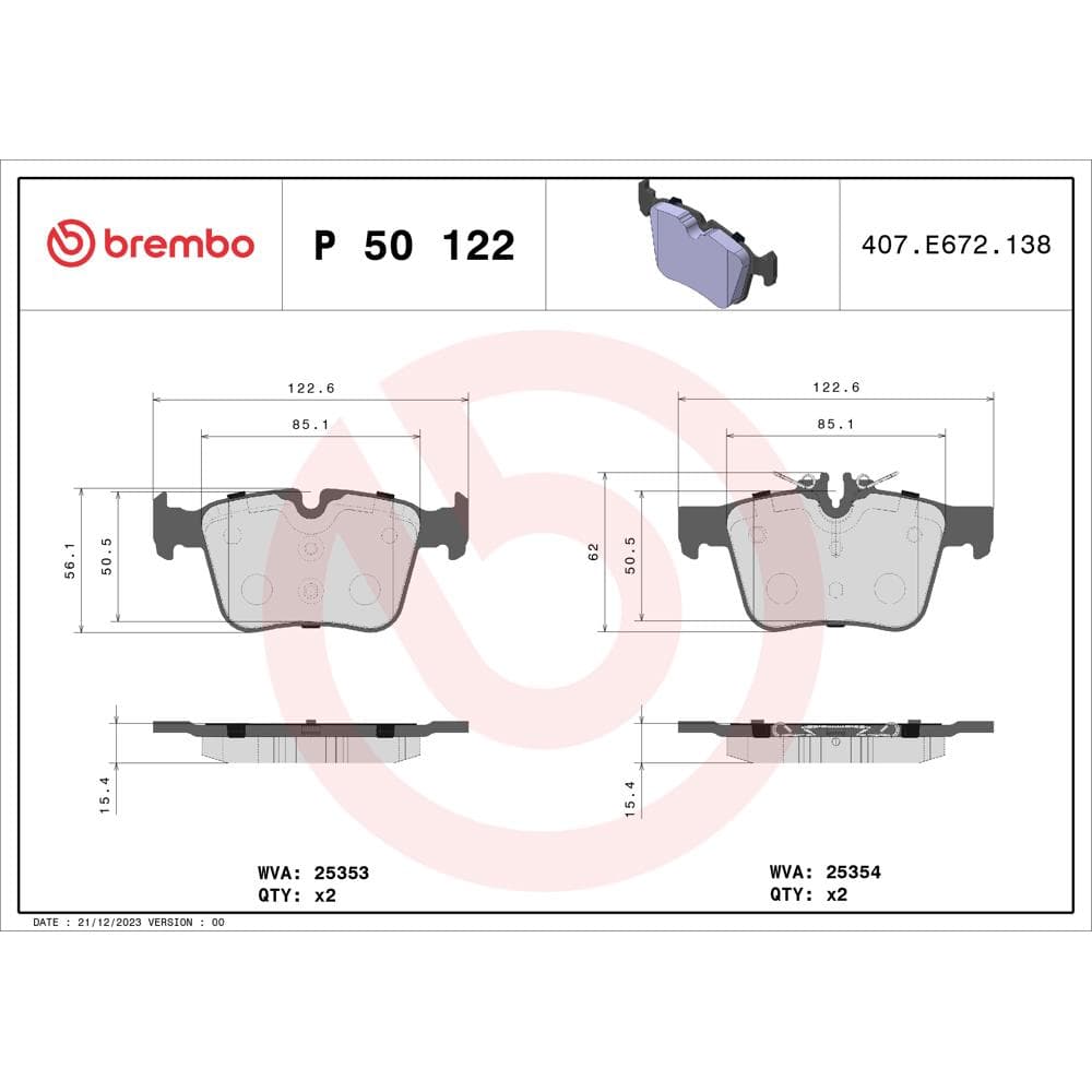 Set placute frana disc BREMBO P 50 122