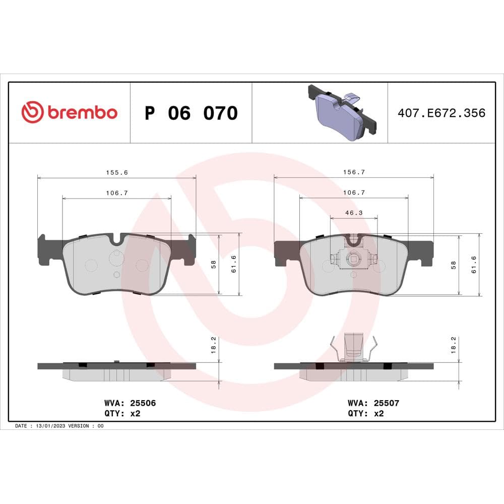 Set placute frana disc BREMBO P 06 070