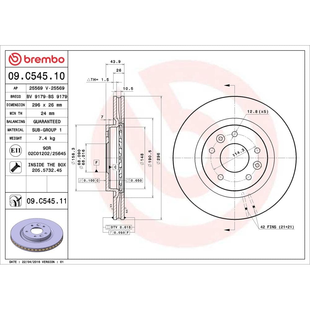 Disc frana BREMBO 09.C545.11