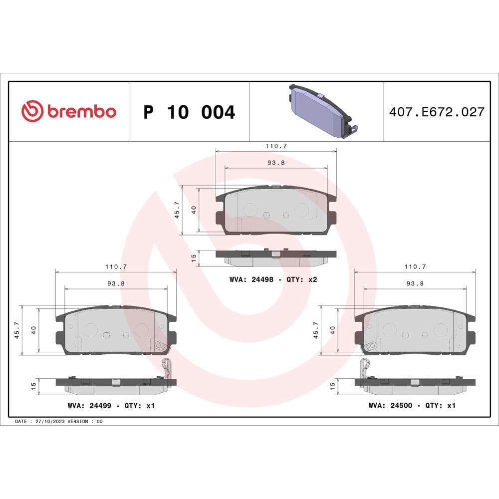 Set placute frana disc BREMBO P 10 004