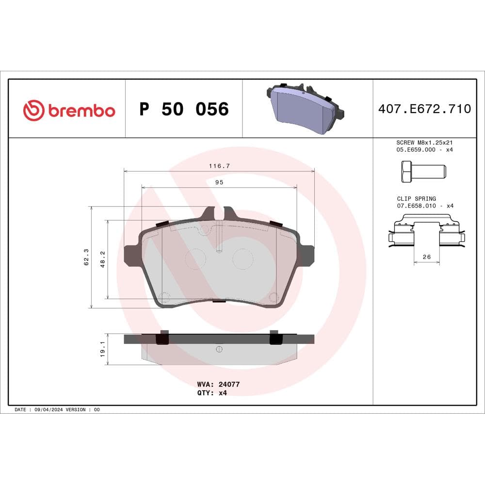 Set placute frana disc BREMBO P 50 056