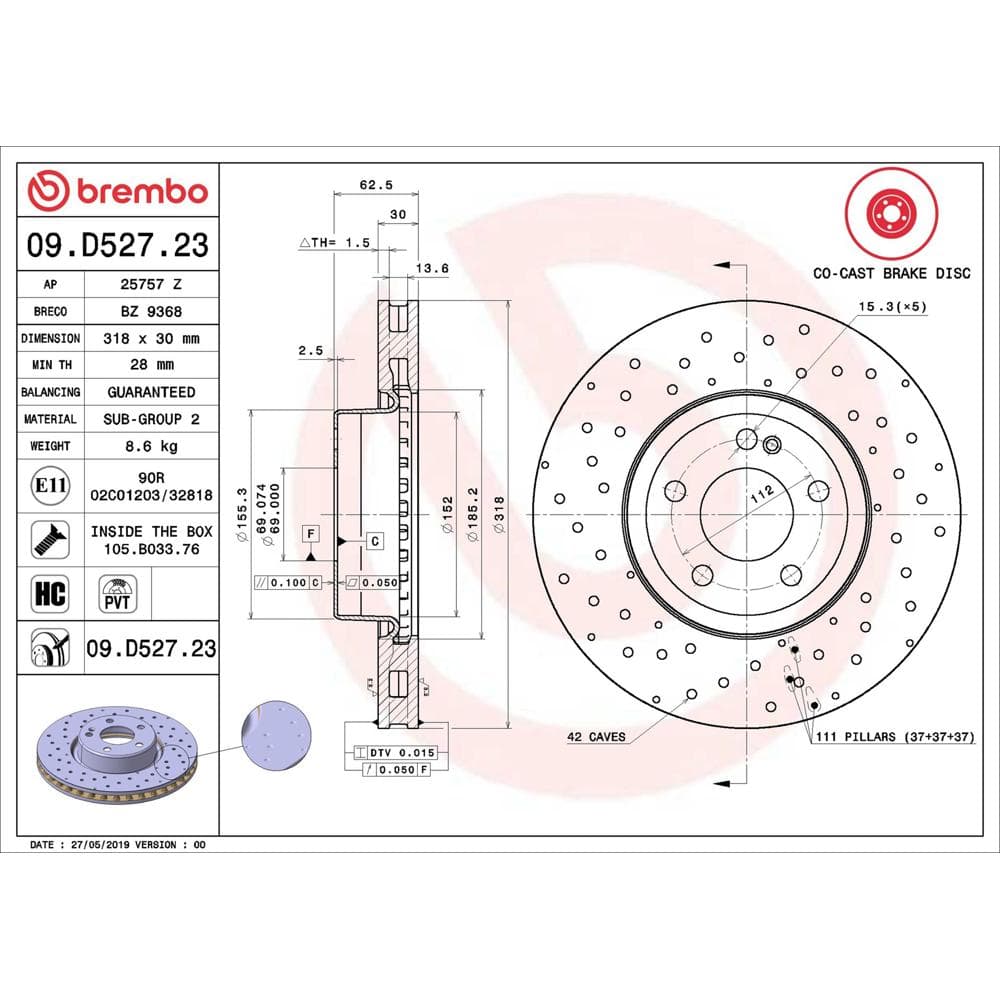 Disc frana BREMBO 09.D527.23