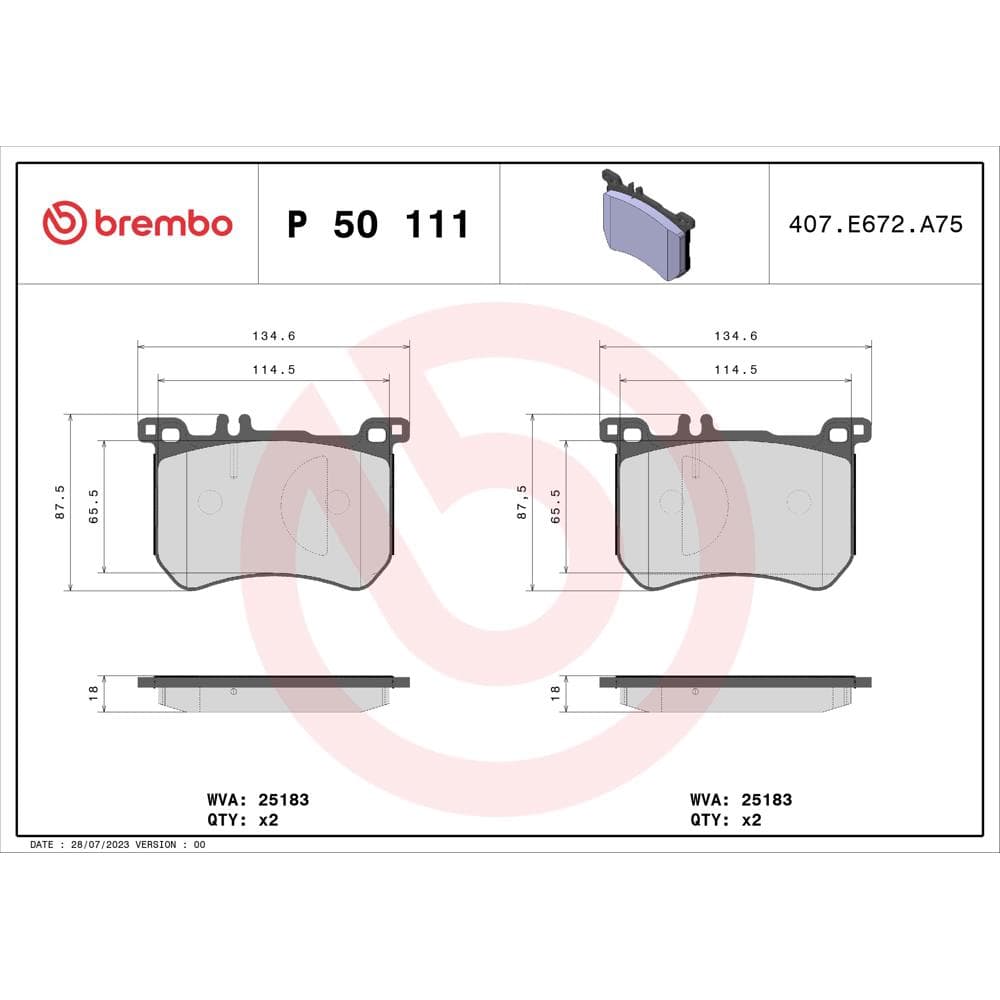 Set placute frana disc BREMBO P 50 111