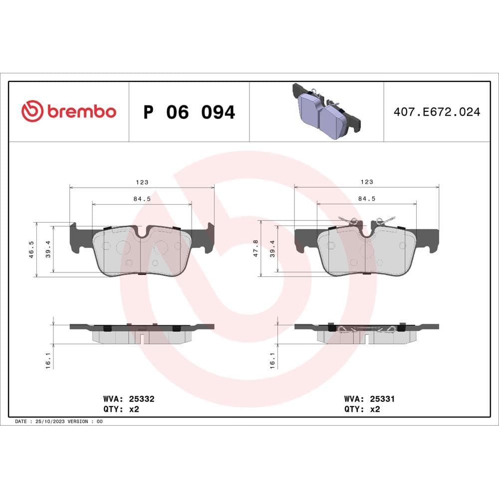 Set placute frana disc BREMBO P 06 094
